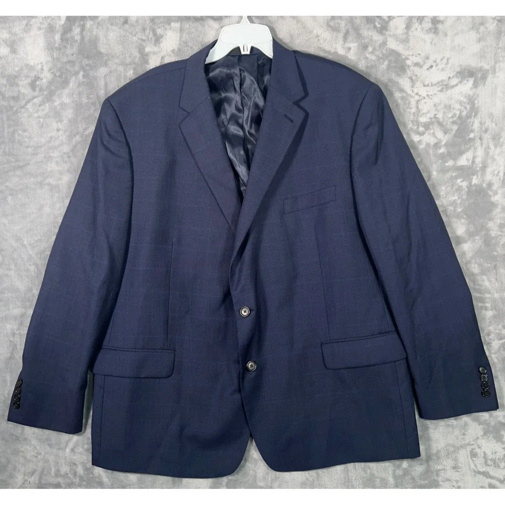 Lauren Ralph Lauren Blue Plaid Blazer Mens 50R Suit Jacket Stretch Sport Coat